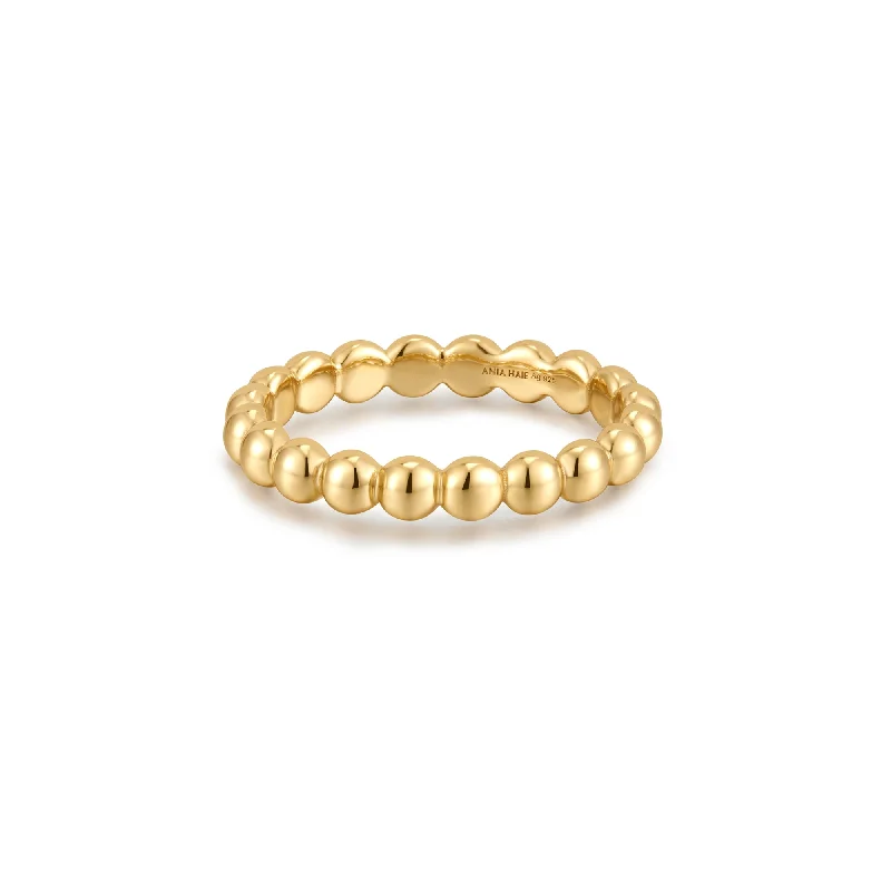 Beaded Fashion Rings in Natural Stones and Cotton Cord for a Handmade AestheticAnia Haie Gold Round Dome Band R059-03G