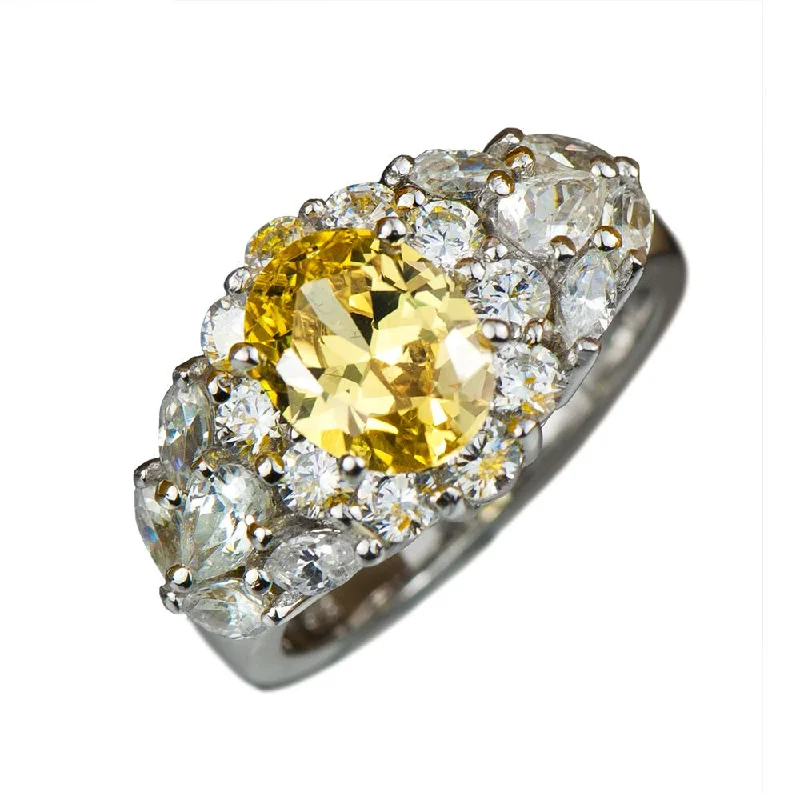 Women's 18K Gold Solitaire Diamond Ring for an Elegant Everyday LookRhodium Canaria Ring Women's 18K Gold Solitaire Diamond Ring for an Elegant Everyday LookRhodium Canaria Ring