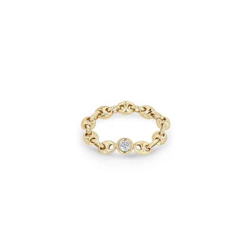 Pearl - Adorned Chain Rings for an Elegant and Sophisticated Look14k Floating Diamond Small Mariner Chain Ring Pearl - Adorned Chain Rings for an Elegant and Sophisticated Look14k Floating Diamond Small Mariner Chain Ring