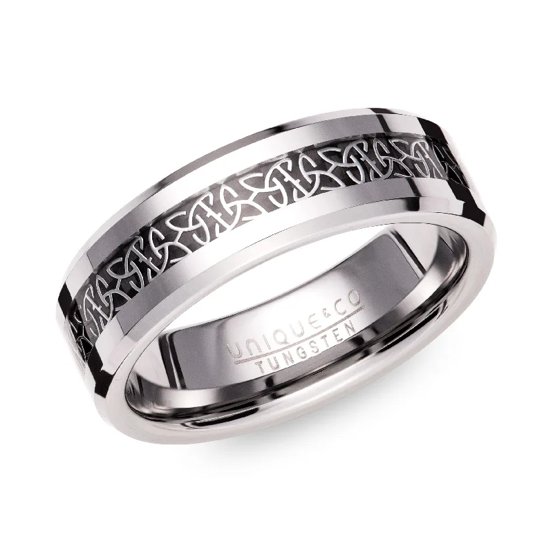 Men's infinity - symbol rings for a romantic meaningUnique & Co Celtic Tungsten Ring with Carbon Fibre