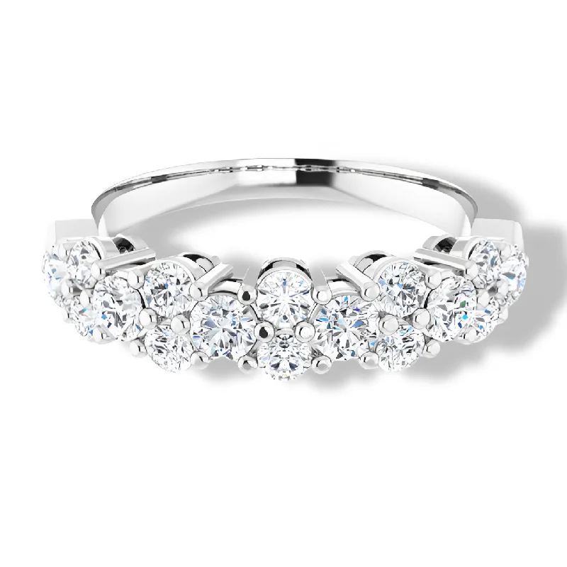 Anniversary rings with a halo setting around the center stone1 ctw Cluster Round Diamond Anniversary Band Anniversary rings with a halo setting around the center stone1 ctw Cluster Round Diamond Anniversary Band