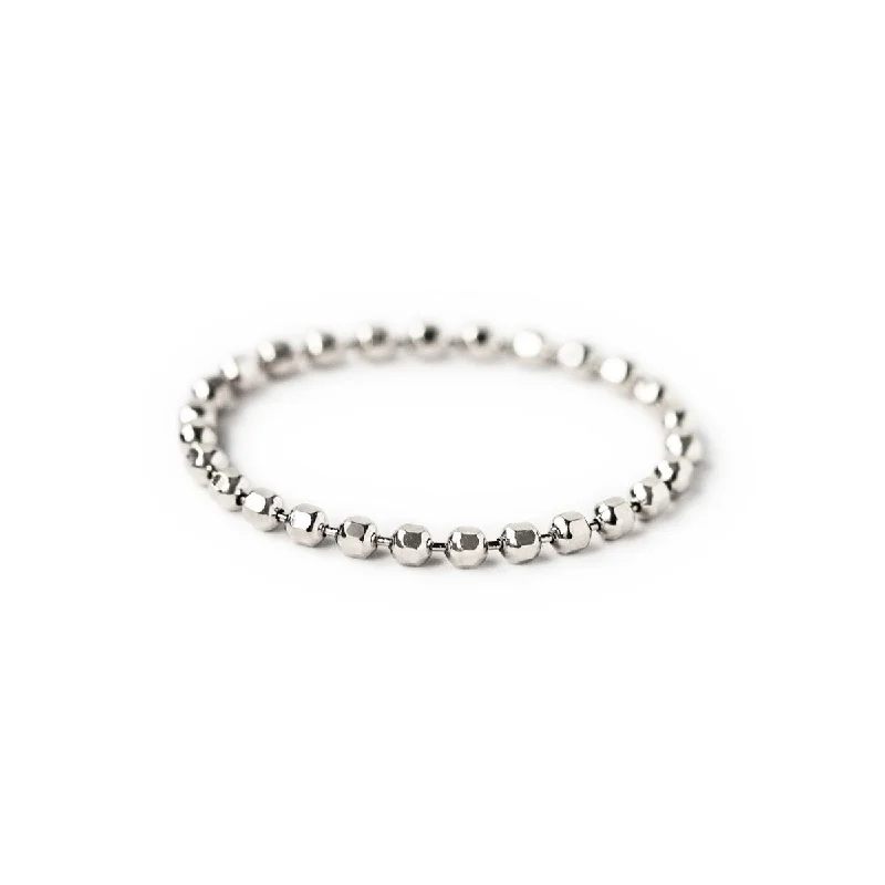 Gold - Plated Chain Rings with Cubic Zirconia AccentsDiamond Cut Bead Chain Ring