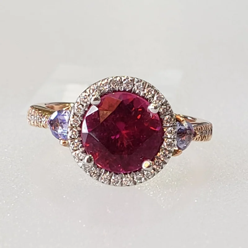 Magnetic Fashion Rings in Stainless Steel with a Modern, Interlocking DesignRubelite and Tanzanite Ring