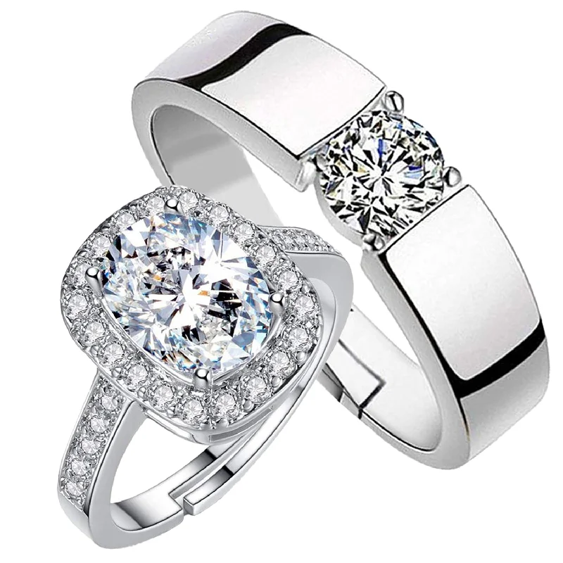 Tanzanite double finger rings with a rare blue - violet colorSolitaire Couple Ring Set Tanzanite double finger rings with a rare blue - violet colorSolitaire Couple Ring Set