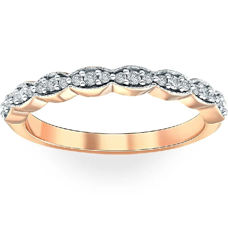 Channel - Set Women's Diamond Rings with Diamonds Securely Held in a Metal Groove for DurabilityPompeii3 14k Rose Gold 1/5ct TDW Diamond Stackable Wedding Ring - White I-J - White I-J