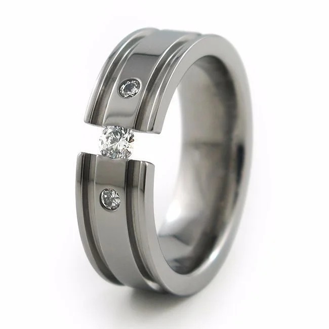 Men's two - tone rings combining silver and goldAbyss | Tension Past-Present-Future Titanium Ring Men's two - tone rings combining silver and goldAbyss | Tension Past-Present-Future Titanium Ring