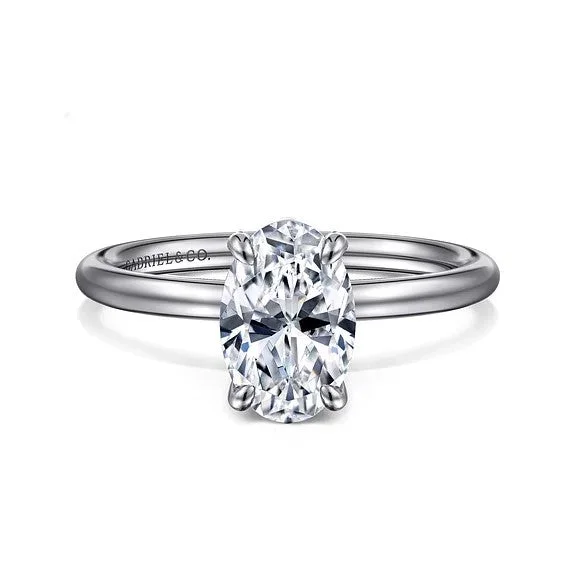 Men's Alexandrite Engagement Rings in Platinum with a Hidden Halo of DiamondsTiana - 14K White Gold Oval Solitaire Diamond Engagement Ring (Setting Only)