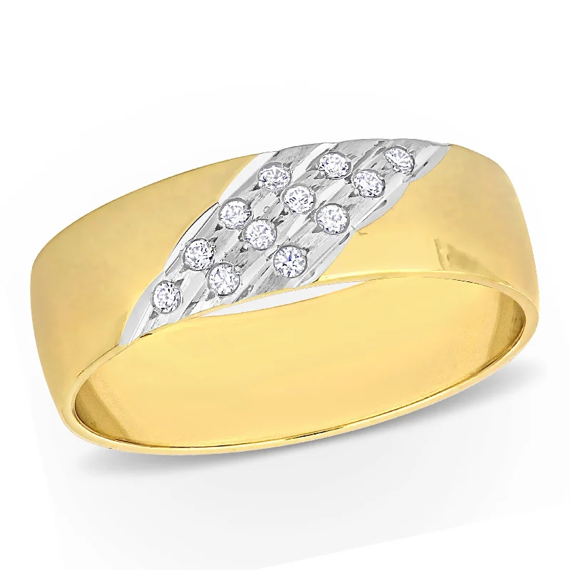 Men's Damascus - steel rings with a unique patternMiadora 6 mm Cubic Zirconia Mens Wedding Band in 10k Yellow Gold Men's Damascus - steel rings with a unique patternMiadora 6 mm Cubic Zirconia Mens Wedding Band in 10k Yellow Gold