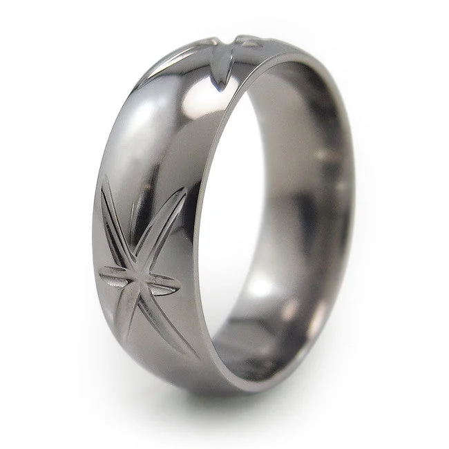 Men's turquoise - inlaid rings for a southwestern feelStarburst Titanium Ring