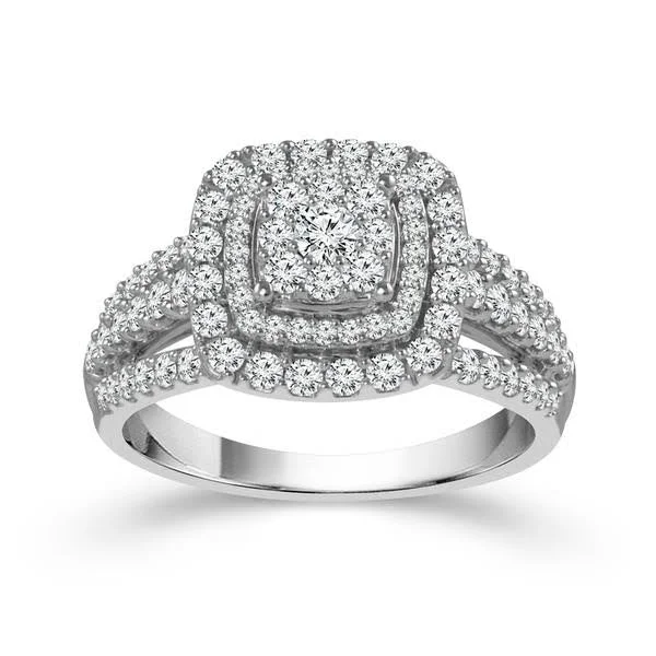 Men's Diamond Engagement Rings with Platinum Band and Halo Setting for a Luxury Proposal10k White Gold 1ctw Double Halo Diamond Engagement Ring Men's Diamond Engagement Rings with Platinum Band and Halo Setting for a Luxury Proposal10k White Gold 1ctw Double Halo Diamond Engagement Ring