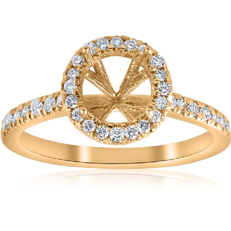 Women's Solitaire Diamond Rings with Round - Cut Diamonds and Platinum Settings for an Elegant Engagement14k Yellow Gold .36ct Halo Diamond Engagement Semi Mount Ring Setting (H-I,SI1-SI2) Women's Solitaire Diamond Rings with Round - Cut Diamonds and Platinum Settings for an Elegant Engagement14k Yellow Gold .36ct Halo Diamond Engagement Semi Mount Ring Setting (H-I,SI1-SI2)