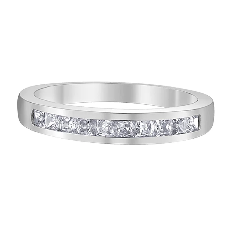 Anniversary rings with a diamond - and - malachite combinationChannel Set Princess Cut Diamond Band Anniversary rings with a diamond - and - malachite combinationChannel Set Princess Cut Diamond Band