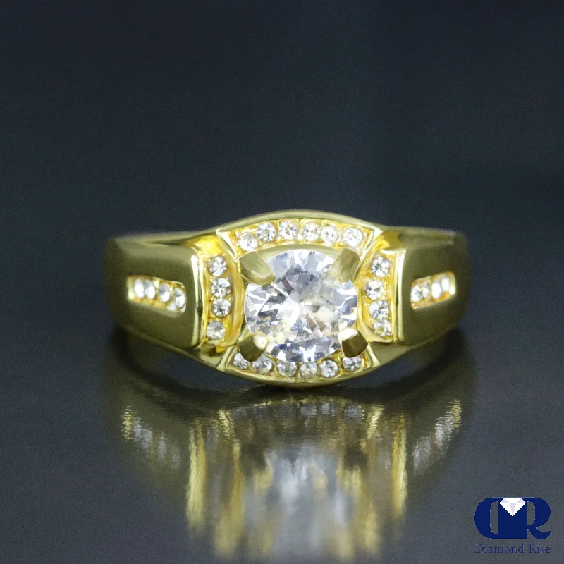 Men's cross - shaped rings for a religious statementMen's Round Cut Diamond Pinky Ring In 14K Yellow Gold Men's cross - shaped rings for a religious statementMen's Round Cut Diamond Pinky Ring In 14K Yellow Gold