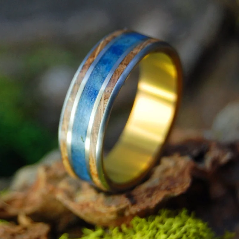 Men's stackable rings for a layered lookBourbon N Blue Jeans | Men's Whiskey Barrel, Denim & Titanium Wedding Ring Men's stackable rings for a layered lookBourbon N Blue Jeans | Men's Whiskey Barrel, Denim & Titanium Wedding Ring