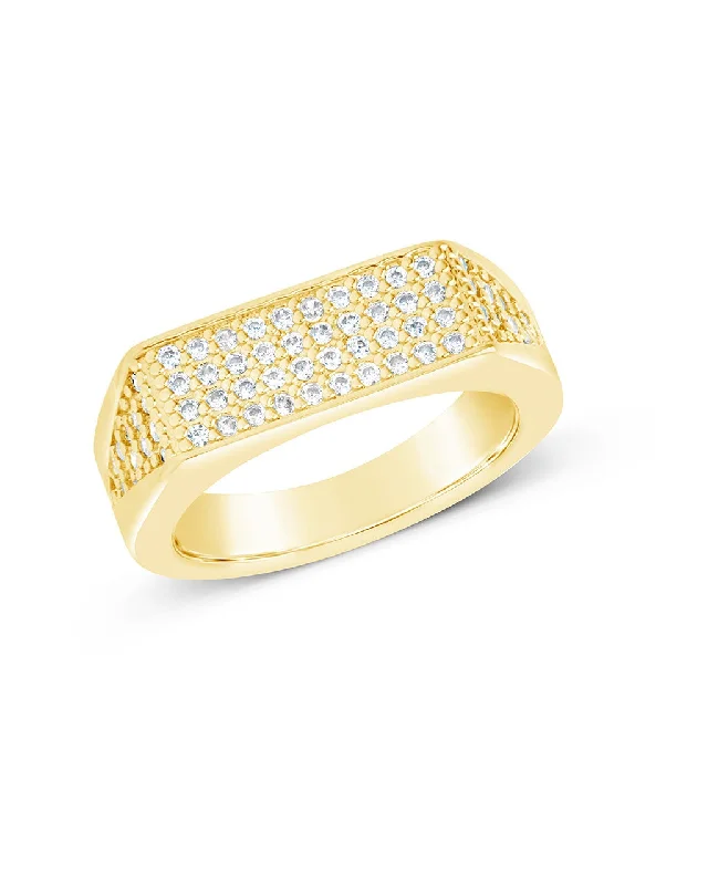 Men's diamond - encrusted engagement rings for a luxurious touchMen's CZ Bar Signet Ring Men's diamond - encrusted engagement rings for a luxurious touchMen's CZ Bar Signet Ring