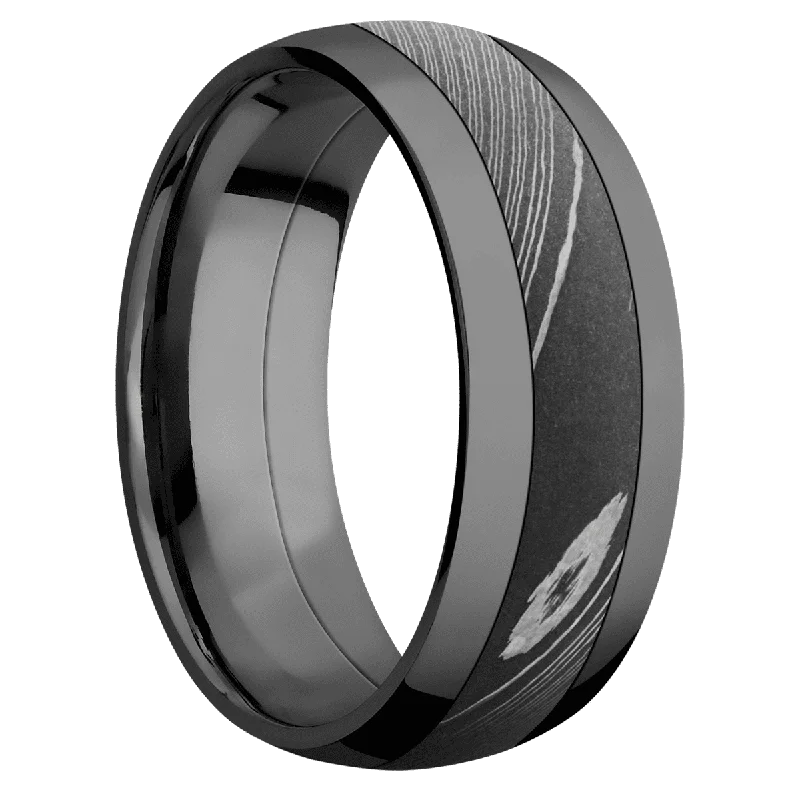 Men's animal - print rings with leopard or snake patternsZirconium with Polish Finish and Damascus Inlay Men's animal - print rings with leopard or snake patternsZirconium with Polish Finish and Damascus Inlay
