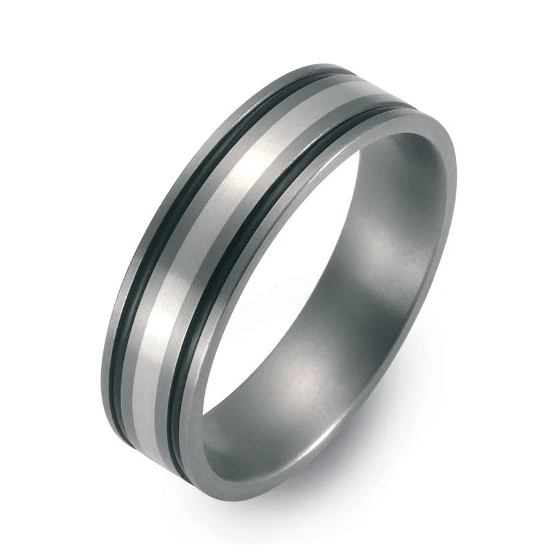 Titanium Rings with a Laser - Cut Openwork Pattern50961-01 TeNo Titanium Ring