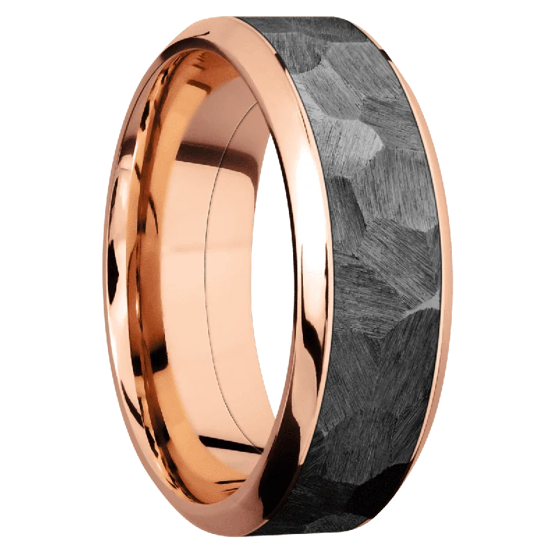 Men's turquoise - inlaid rings for a southwestern feel14K Rose Goldwith Polish , Polish Finish and Zirconium Inlay Men's turquoise - inlaid rings for a southwestern feel14K Rose Goldwith Polish , Polish Finish and Zirconium Inlay