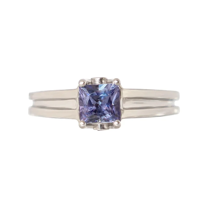 Statement - Making Cocktail Rings for Women with Large Cubic ZirconiaWhite Gold Four Claw Princess Tanzanite and Diamond Ring Statement - Making Cocktail Rings for Women with Large Cubic ZirconiaWhite Gold Four Claw Princess Tanzanite and Diamond Ring