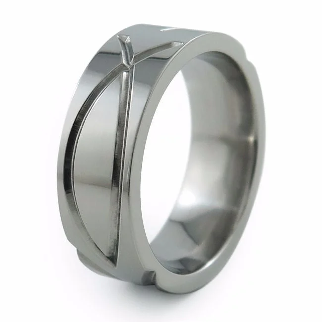 Men's citrine - studded rings for a sunny yellow shadeIchthus Mens Titanium Ring