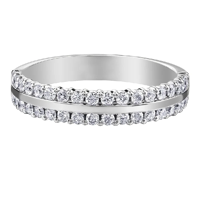 Sapphire and diamond anniversary rings for a regal touchDouble Row Diamond Band