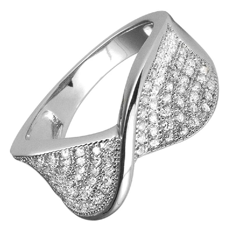 Stackable Gemstone Rings for Women in Amethyst, Sapphire, and EmeraldPave Twist Rhodium Ring