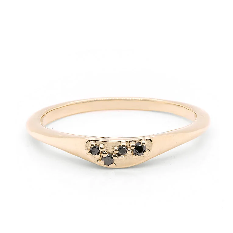 Art Deco - Inspired Women's Diamond Rings with Geometric Designs and Baguette - Cut DiamondsCrescent Signet II | Black Diamond Art Deco - Inspired Women's Diamond Rings with Geometric Designs and Baguette - Cut DiamondsCrescent Signet II | Black Diamond