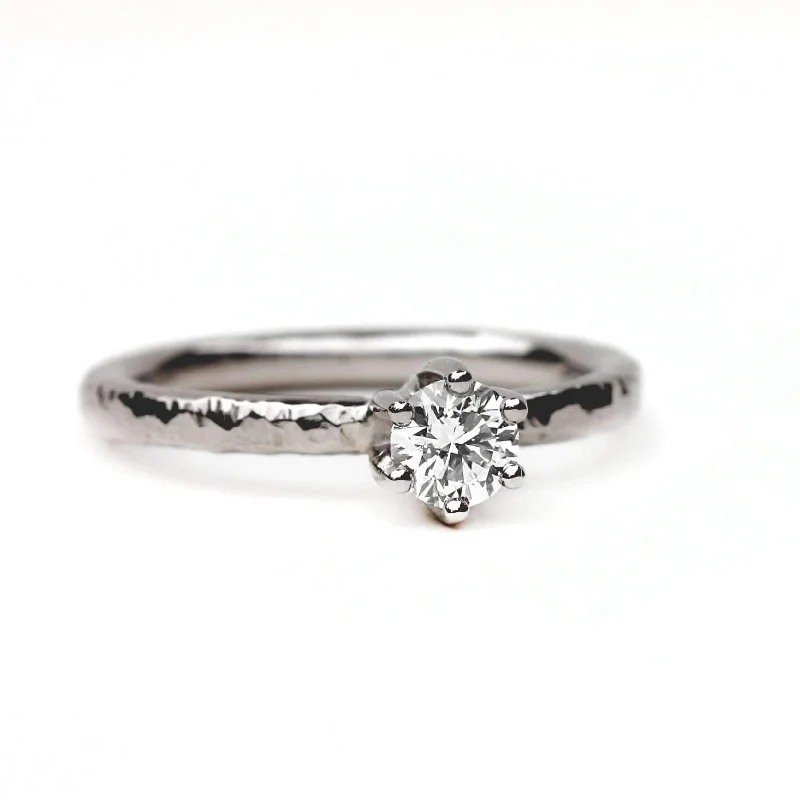 Rustic Hammered Solitaire Ring