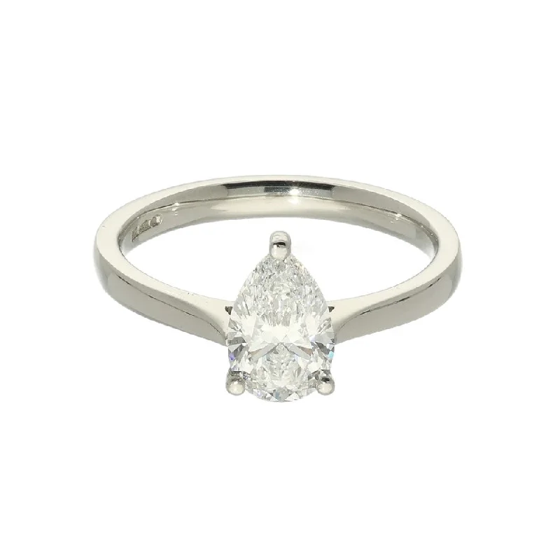Platinum Laboratory-Grown 1.09ct Pear Cut Diamond Solitaire Ring