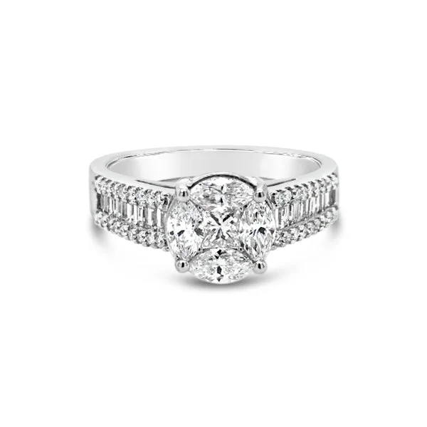 Men's Aquamarine Engagement Rings in 9K Gold with a Bezel - Set Stone14k White Gold 1.10ctw Diamond Cluster Engagement Ring