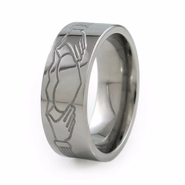 Men's kinetic rings with moving partsCladdagh Titanium Ring