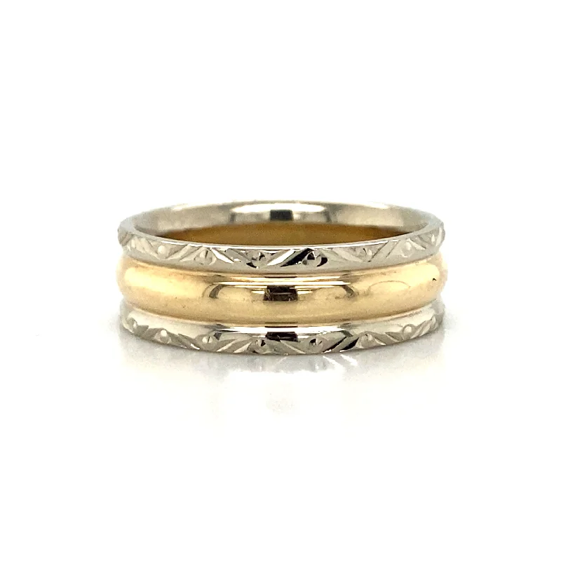 Men's pinky rings with a small gemstone18k White & Yellow Gold Band