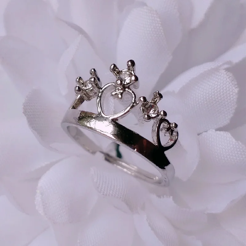 Open - ended double finger rings for a unique designExquisite Love Valentine Crystal Finger Ring Open - ended double finger rings for a unique designExquisite Love Valentine Crystal Finger Ring