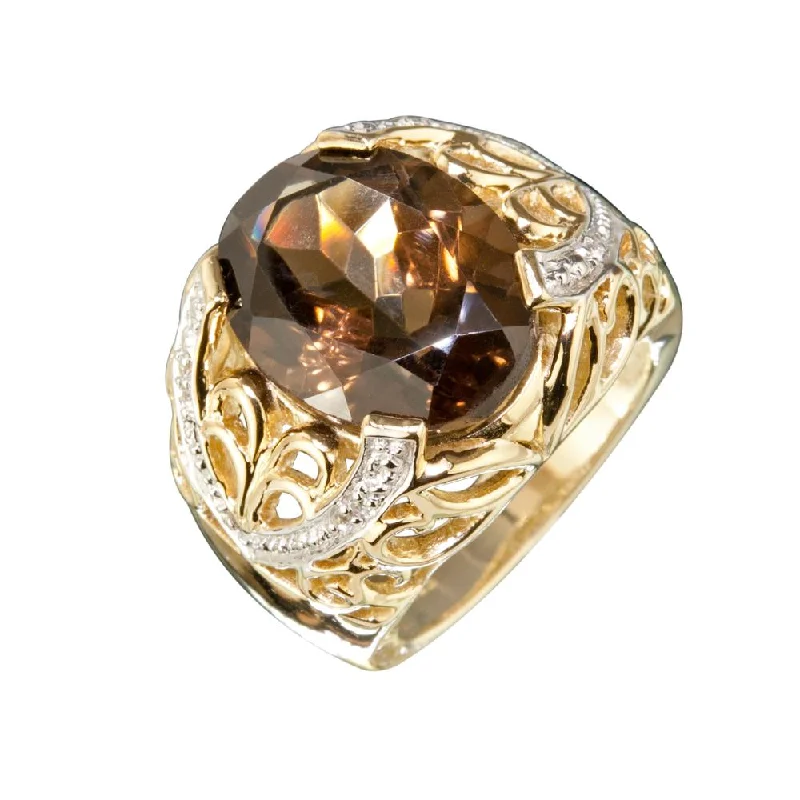 Statement - Making Cocktail Rings for Women with Large Cubic ZirconiaSmokey Topaz Ring Statement - Making Cocktail Rings for Women with Large Cubic ZirconiaSmokey Topaz Ring