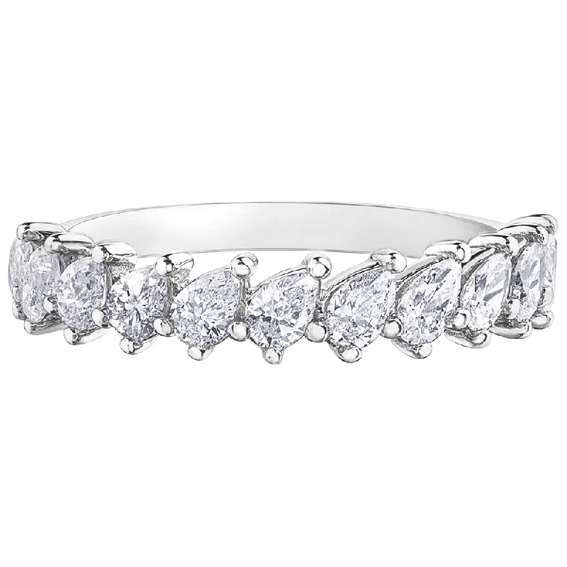 Anniversary rings with a diamond - and - sapphire combinationPear-Shaped Diamond Half-Eternity Band Anniversary rings with a diamond - and - sapphire combinationPear-Shaped Diamond Half-Eternity Band