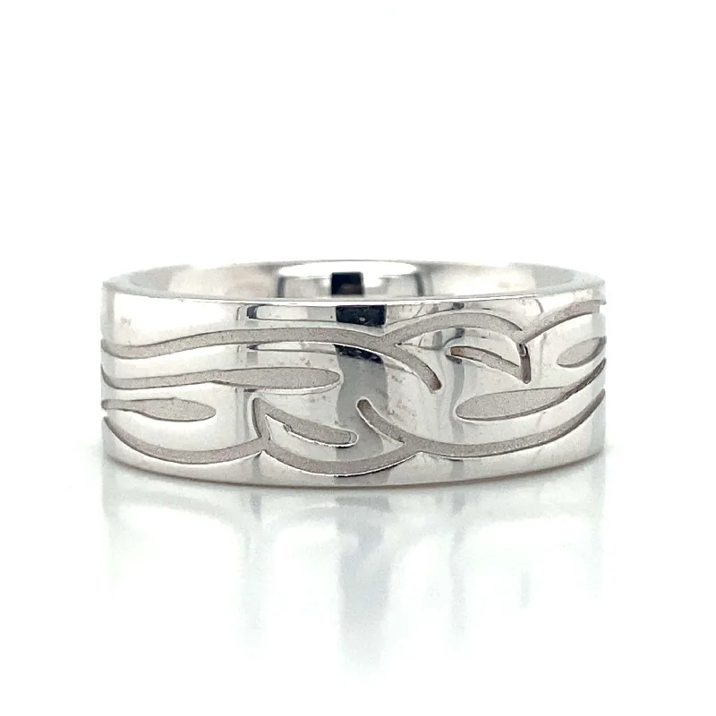 Men's infinity - symbol rings for a romantic meaning14k White Gold Carved Band