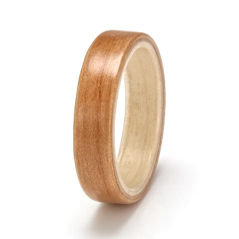 Men's leather - wrapped rings for a rustic charmApple Wood Ring 5mm with Willow