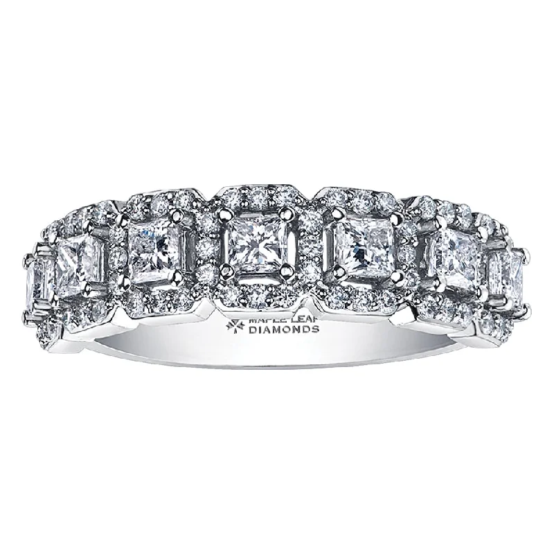 Anniversary rings with a diamond - and - rhodochrosite combinationVintage-Inspired Princess Cut Canadian Diamond Band Anniversary rings with a diamond - and - rhodochrosite combinationVintage-Inspired Princess Cut Canadian Diamond Band