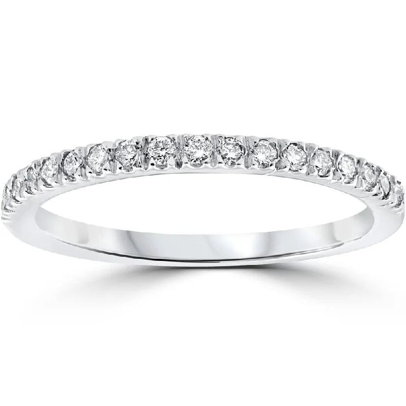 Channel - Set Women's Diamond Rings with Diamonds Securely Held in a Metal Groove for Durability1/3ct Diamond Ring Stackable Engagement Womens Wedding Band 14K White Gold Channel - Set Women's Diamond Rings with Diamonds Securely Held in a Metal Groove for Durability1/3ct Diamond Ring Stackable Engagement Womens Wedding Band 14K White Gold