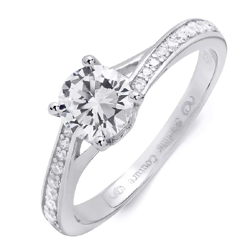 Geometric - Shaped Fashion Rings in Titanium with Iridescent Inlays1.00 Carat Round Cut Cubic Zirconia Ring Sterling Silver Petite Design Geometric - Shaped Fashion Rings in Titanium with Iridescent Inlays1.00 Carat Round Cut Cubic Zirconia Ring Sterling Silver Petite Design