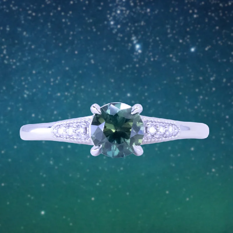 Opal Gemstone Rings in Rose Gold with a Milgrain Edge for a Feminine and Romantic Style1.07ct Untreated Deep Teal Green Nigerian Sapphire Four Prong Low Profile Milgrain and Diamond Ring in 14k White Gold Opal Gemstone Rings in Rose Gold with a Milgrain Edge for a Feminine and Romantic Style1.07ct Untreated Deep Teal Green Nigerian Sapphire Four Prong Low Profile Milgrain and Diamond Ring in 14k White Gold