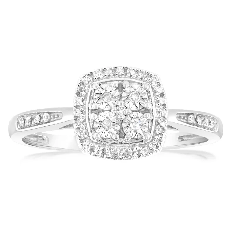 Amethyst Gemstone Rings in Sterling Silver with a Halo of Cubic Zirconia for a Budget - Friendly Luxury1/10 Carat Diamond Ring in Sterling Silver Amethyst Gemstone Rings in Sterling Silver with a Halo of Cubic Zirconia for a Budget - Friendly Luxury1/10 Carat Diamond Ring in Sterling Silver