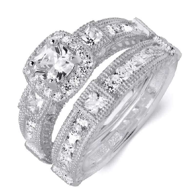 Bohemian - Style Fashion Rings with Turquoise and Silver Filigree for a Free - Spirited Look1.5 Carat Princess Cut Wedding Band Bridal Ring Set Real Solid Silver Bohemian - Style Fashion Rings with Turquoise and Silver Filigree for a Free - Spirited Look1.5 Carat Princess Cut Wedding Band Bridal Ring Set Real Solid Silver