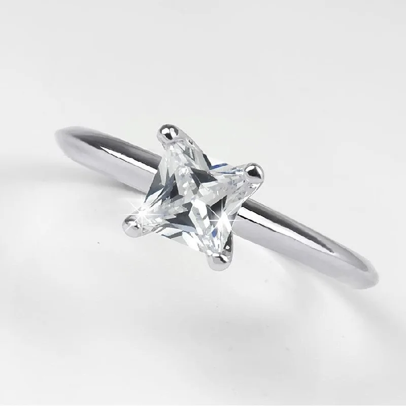 Adjustable Fashion Rings in Leather and Brass with a Tribal - Inspired Design1 Carat Princess Cut 6x6mm Sterling Silver CZ Engagement Ring Adjustable Fashion Rings in Leather and Brass with a Tribal - Inspired Design1 Carat Princess Cut 6x6mm Sterling Silver CZ Engagement Ring