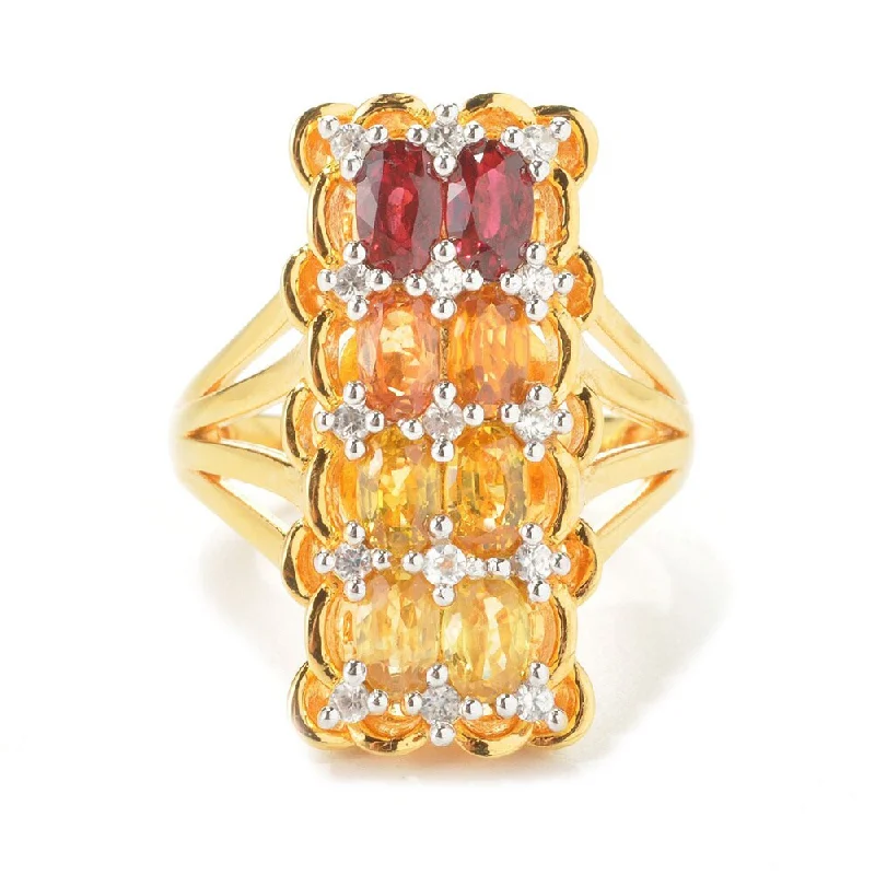Enamel - Coated Fashion Rings in Bright Colors with Animal - Print Patterns18k Gold over Silver Shaded Sapphire White Zircon Elongated Fashion Ring Enamel - Coated Fashion Rings in Bright Colors with Animal - Print Patterns18k Gold over Silver Shaded Sapphire White Zircon Elongated Fashion Ring