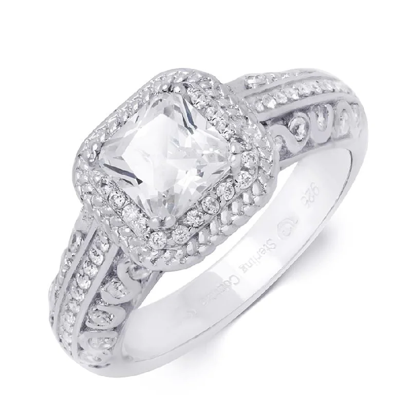 Minimalist Fashion Rings in Stainless Steel with a Single Solitaire Crystal2.0 Carat Princess Cut Cubic Zirconia Ring Authentic Sterling Silver