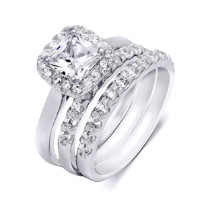 Fashion Rings with Initial Charms in Silver - Plated Metal for a Custom Accessory2.25 Ct Two Band Wedding Engagement Ring Set Princess Cut Silver Fashion Rings with Initial Charms in Silver - Plated Metal for a Custom Accessory2.25 Ct Two Band Wedding Engagement Ring Set Princess Cut Silver