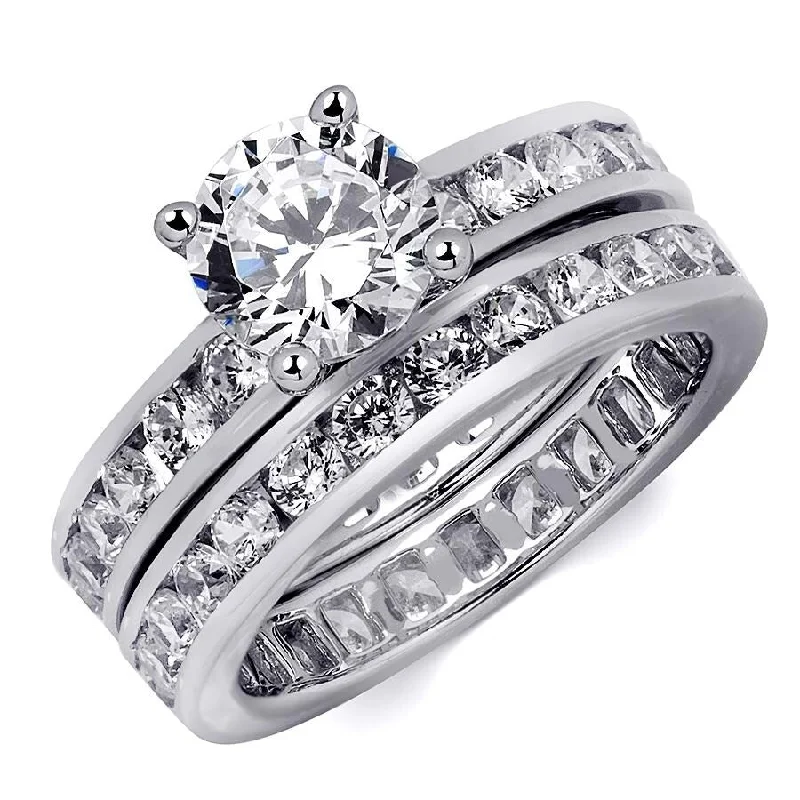 Geometric - Shaped Fashion Rings in Titanium with Iridescent Inlays2.5 Carat Round Cut Eternity Band Bridal Ring Set Sterling Silver Geometric - Shaped Fashion Rings in Titanium with Iridescent Inlays2.5 Carat Round Cut Eternity Band Bridal Ring Set Sterling Silver