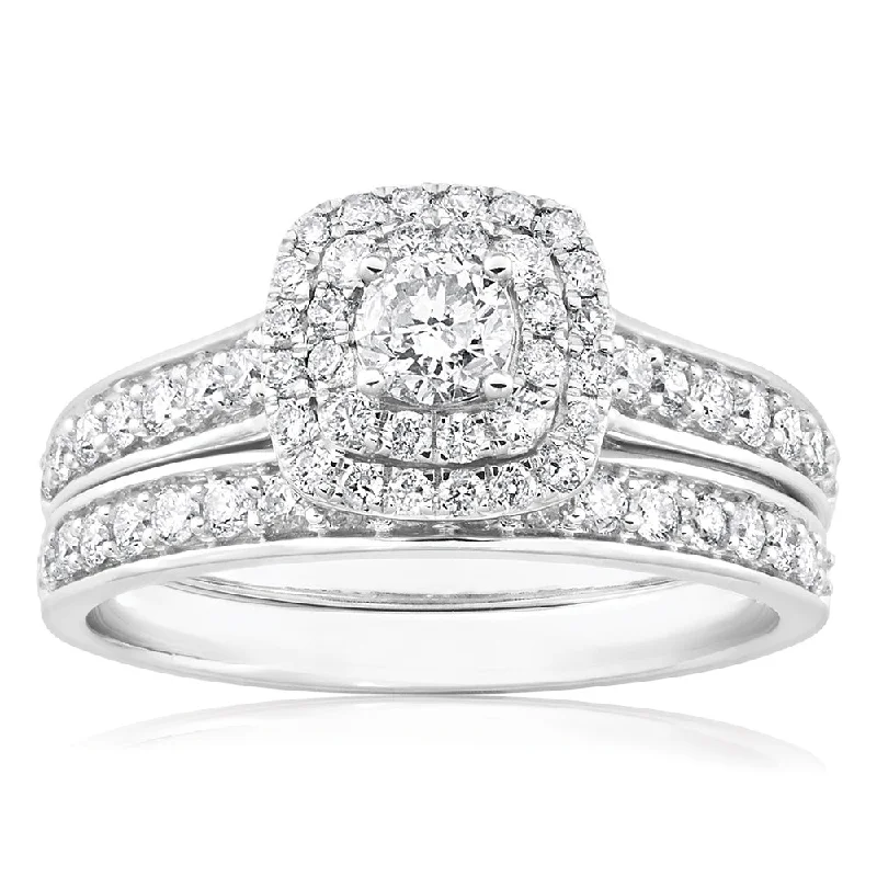 Topaz Gemstone Rings in 10K Gold with a Channel - Set Design for a Contemporary and Durable Option9ct White Gold 2 Ring Bridal Set With 65 Diamonds Totalling 1 Carat Topaz Gemstone Rings in 10K Gold with a Channel - Set Design for a Contemporary and Durable Option9ct White Gold 2 Ring Bridal Set With 65 Diamonds Totalling 1 Carat