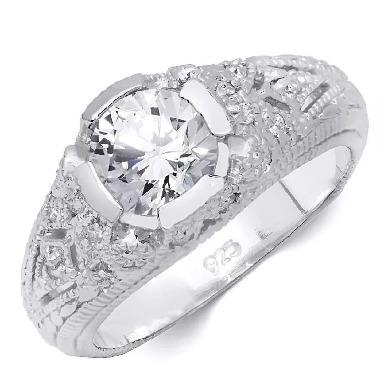 Bohemian - Style Fashion Rings with Turquoise and Silver Filigree for a Free - Spirited LookAntique Style Bridal Engagement Ring 2.00 Cart CZ Sterling Silver Bohemian - Style Fashion Rings with Turquoise and Silver Filigree for a Free - Spirited LookAntique Style Bridal Engagement Ring 2.00 Cart CZ Sterling Silver